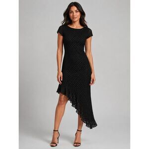 superdown REVOLVE Black Lace Asymmetric High Low Midi Dress M cap cocktail sheer